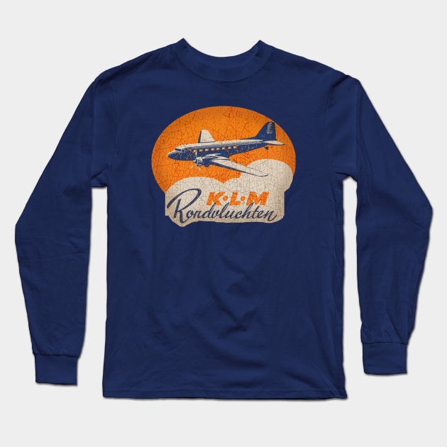 KLM Rondvluchten Long Sleeve T-Shirt by Midcenturydave